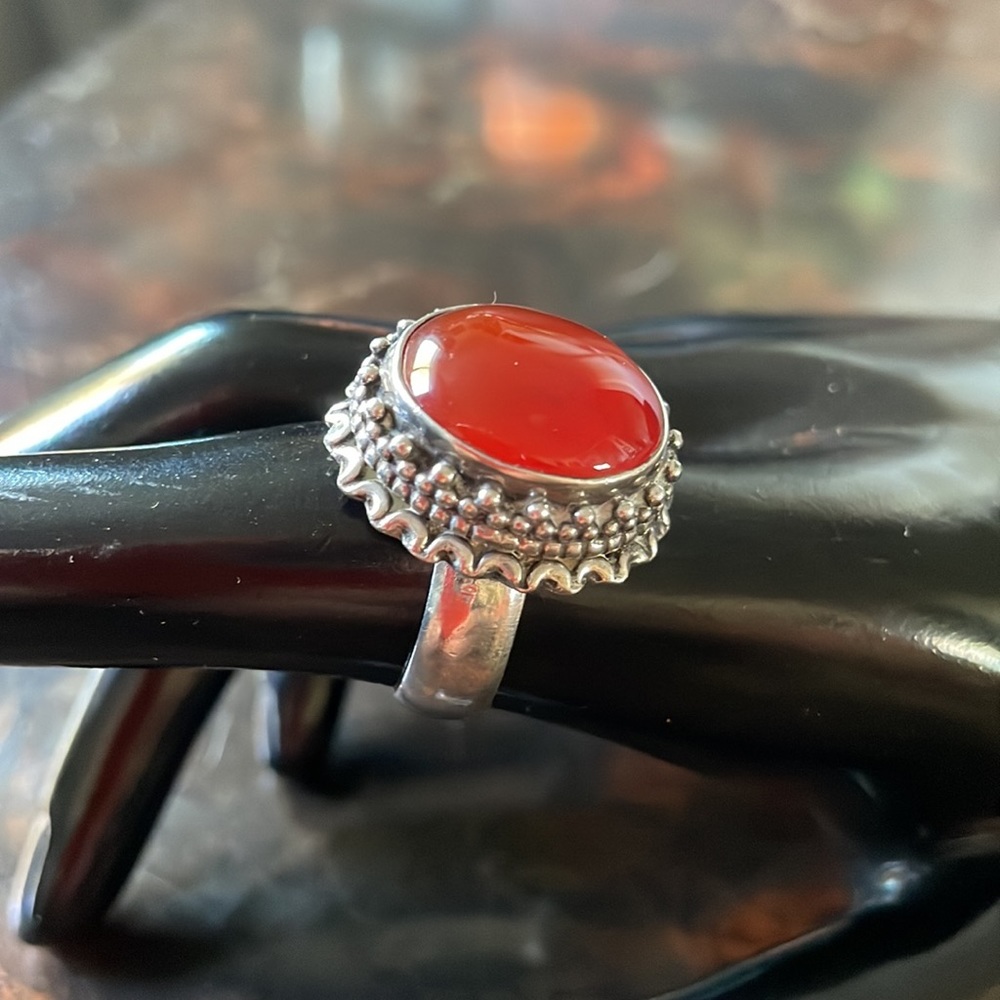 🔆 Bloody red gemstone silver ring